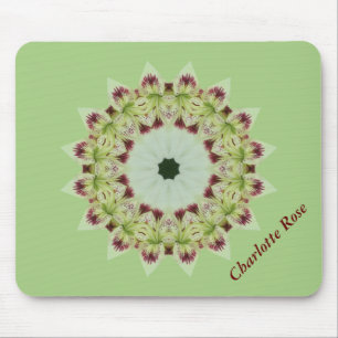 White Lily 16 Point Star Kaleidoscope Mouse Mat