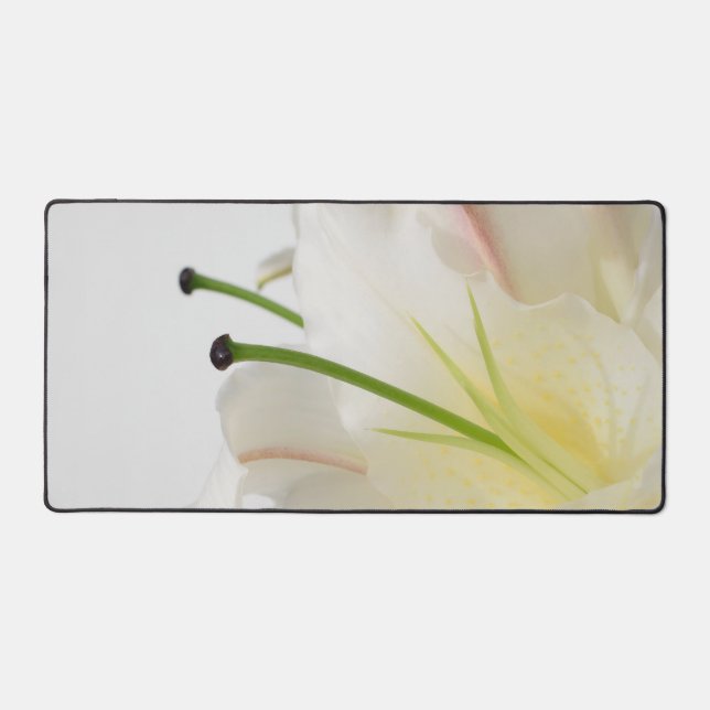 White Lily Beautiful Floral Photography Desk Mat (Front)