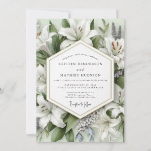 White Lily Botanical Romance Wedding Invitation