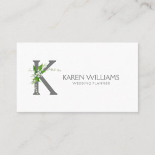 White lily bouquet floral monogram business card