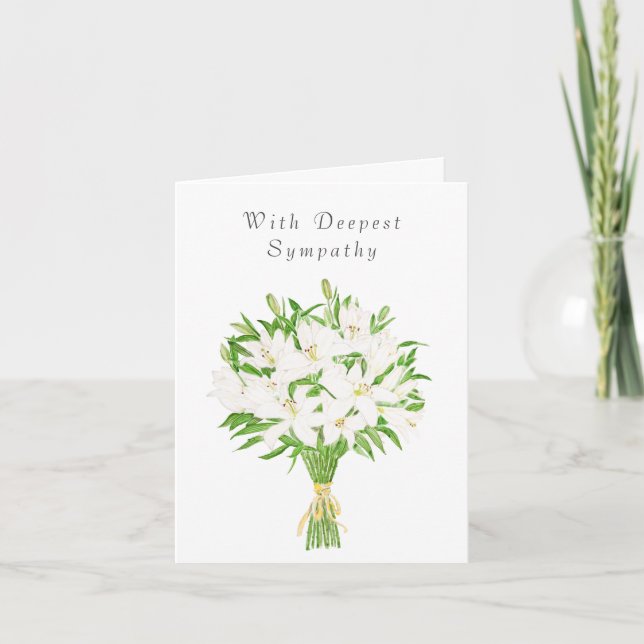 white lily bouquet Thinking Of You Sympathy Card (Front)