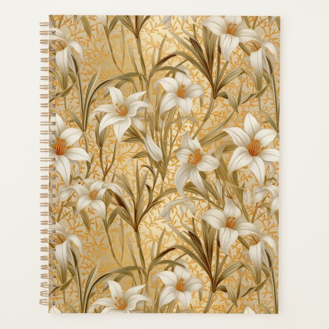 White Lily Chiyogami Planner (Front)
