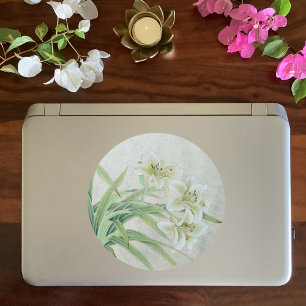 White Lily Classic Round Sticker