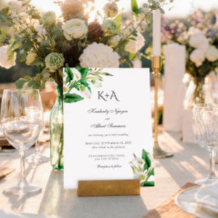 White Lily Custom Monogram Typography Wedding Invitation