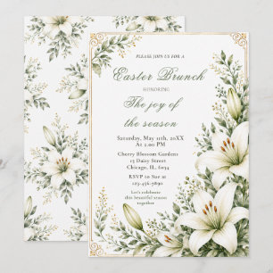 White Lily Easter Brunch Invitation
