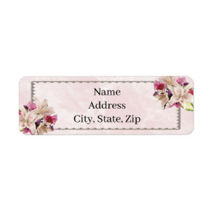 White Lily Floral Pink Marble Wedding Address