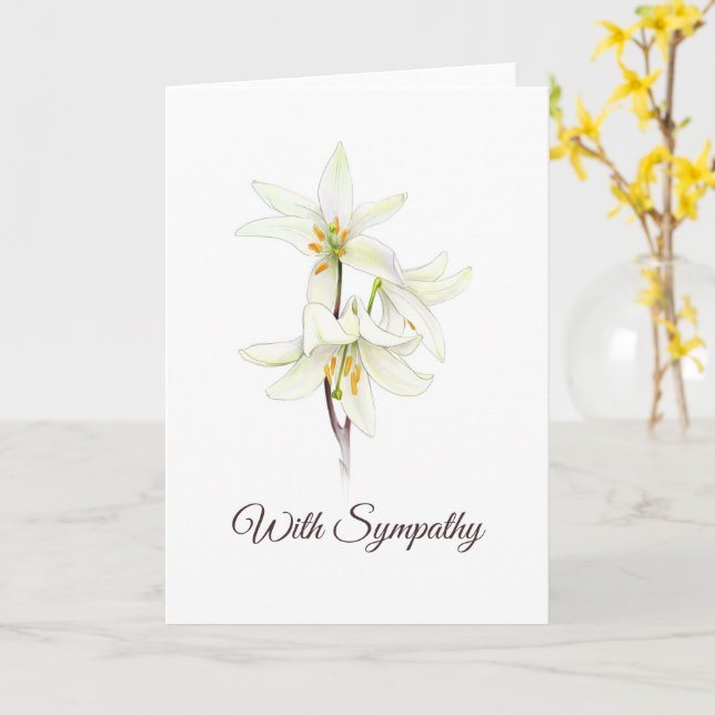 White Lily Floral Sympathy Card (Yellow Flower)
