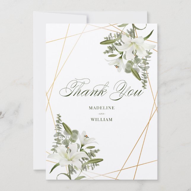 White Lily Floral Thank You | Add Your Photo Invitation (Front)