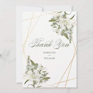 White Lily Floral Thank You   Add Your Photo Invitation