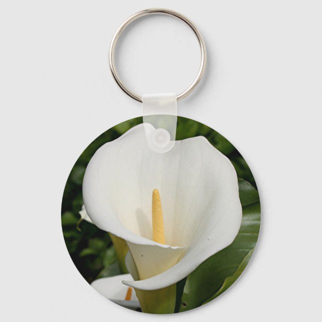 White Lily flower in bloom Key Ring (Front)