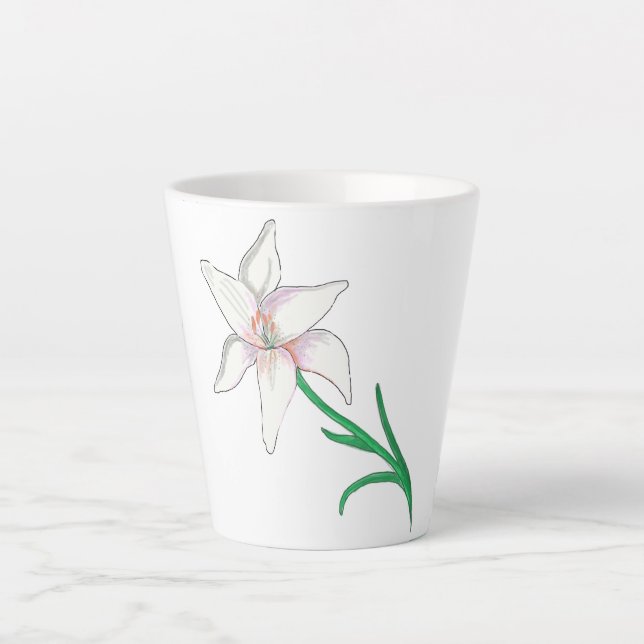 White Lily Flower  Latte Mug (Front)