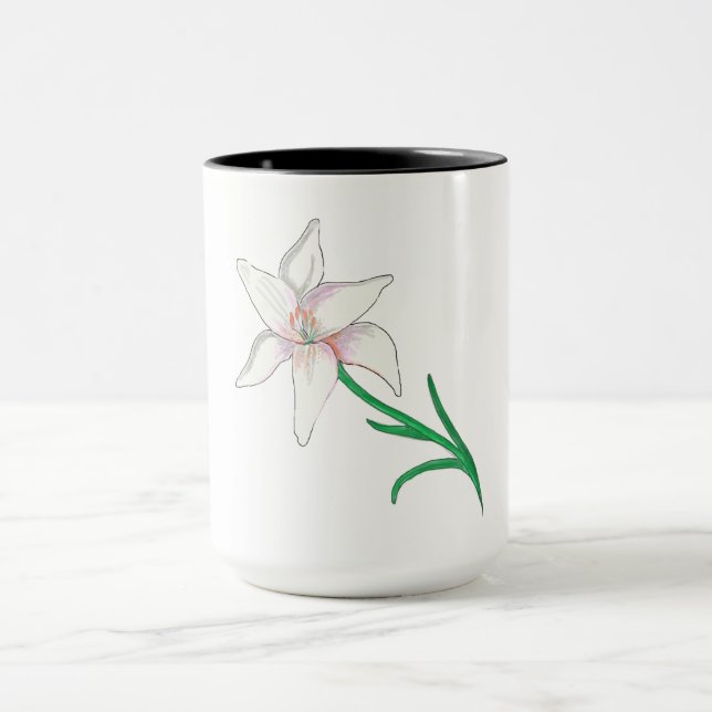 White Lily Flower  Mug (Center)