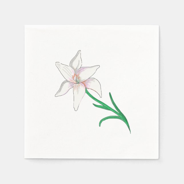 White Lily Flower  Napkin (Front)