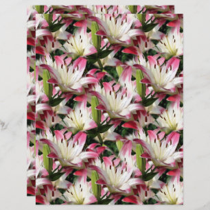 White Lily Flower Nature Pattern Scrapbook