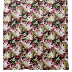 White Lily Flower Pattern Nature  Shower Curtain