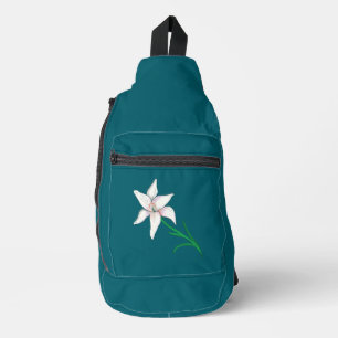 White Lily Flower Sling Bag