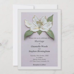 White Lily Flower Wedding Invitation