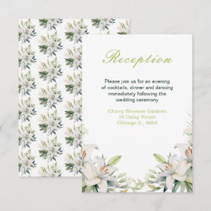 White Lily Flowers Wedding Enclosure Card