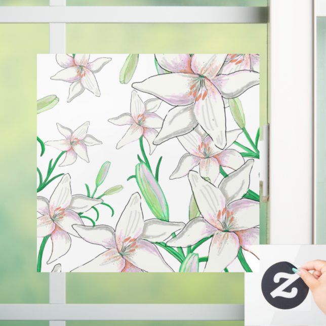 White Lily Illustration Window Cling (Home)