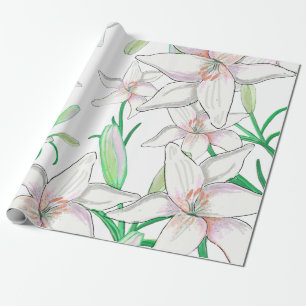 White Lily Illustration Wrapping Paper