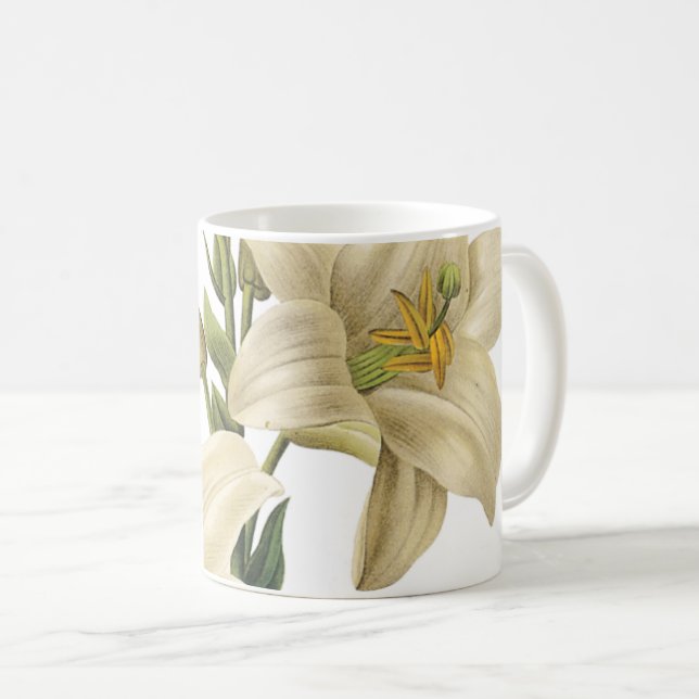 white lily(Lilium candidum) by Redouté Coffee Mug (Front Right)