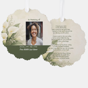 White Lily Memorial Prayer Card Photo Keepsake