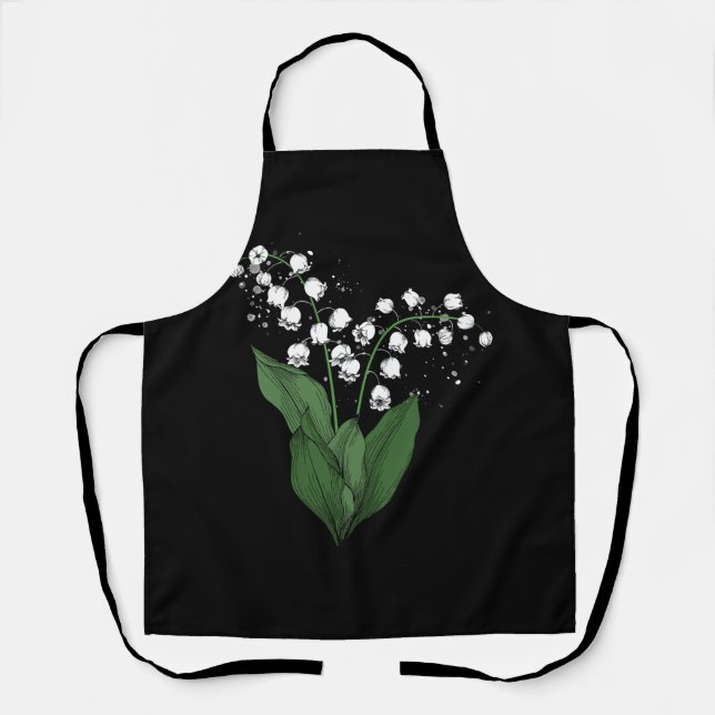 White Lily Of The Valley Spring Flower Watercolor  Apron (Front)