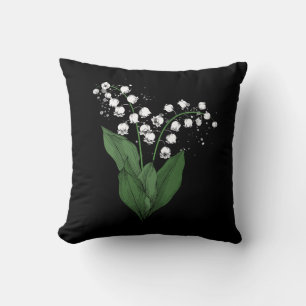 White Lily Of The Valley Spring Flower Watercolor Cushion