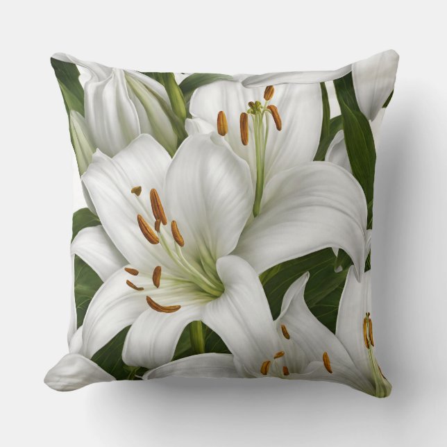 White Lily Pillow (Front)