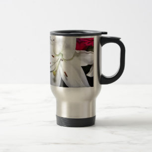 White lily up close travel mug