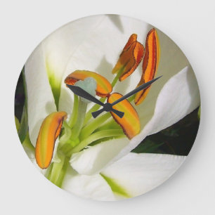 White Lily Wall Clock
