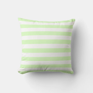 White & Lime Green Pastel Lines Pattern Cushion