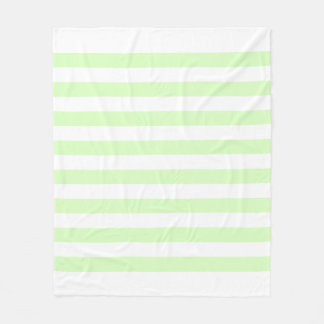 White & Lime Green Pastel Lines Pattern Fleece Blanket