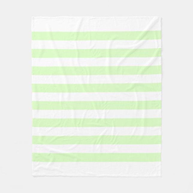 White & Lime Green Pastel Lines Pattern Fleece Blanket (Front)