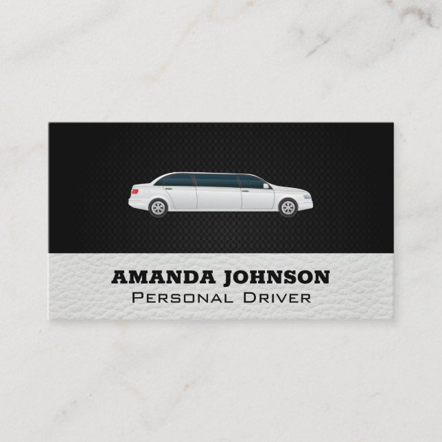 White Limousine | Driving Services Business Card (Front)
