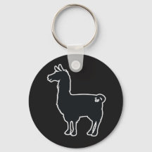 White Line Llama Keychain
