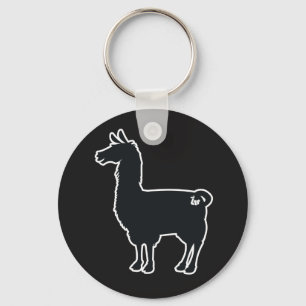 White Line Llama Keychain