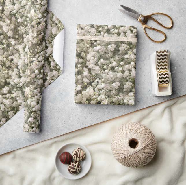 White Linen Baby's Breath Wrapping Paper (Crafts)