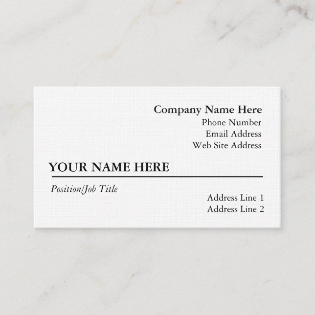 White Linen Business Card (Front)