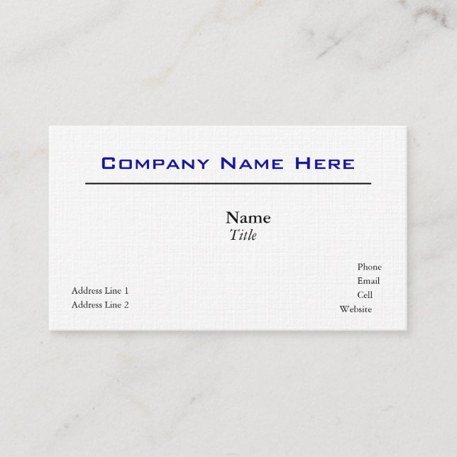 White Linen Business Cards (Front)