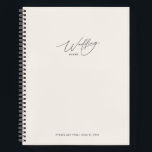 White Linen Wedding Plans Notebook<br><div class="desc">White linen wedding plans notebook. Modern calligraphy highlights the front,  background colour covers both sides with a tiny heart on the back. Keep notes and special memories together in one beautiful place.</div>