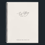 White Linen Wedding Plans Notebook<br><div class="desc">White linen wedding plans notebook. Modern calligraphy highlights the front,  background colour covers both sides with a tiny heart on the back. Keep notes and special memories together in one beautiful place.</div>