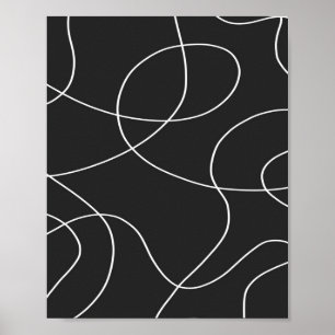 White Lines on Black Poster
