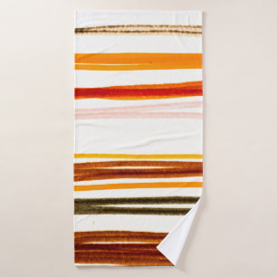 White Lines Pattern. Geometric Stripes Ink Drawing Bath Towel