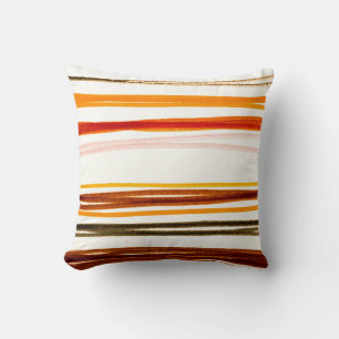 White Lines Pattern. Geometric Stripes Ink Drawing Cushion