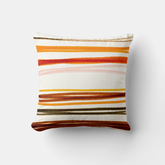 White Lines Pattern. Geometric Stripes Ink Drawing Cushion (Front)