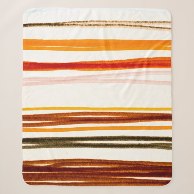 White Lines Pattern. Geometric Stripes Ink Drawing Sherpa Blanket (Front)
