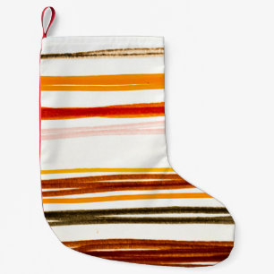 White Lines Pattern. Geometric Stripes Ink Drawing Small Christmas Stocking