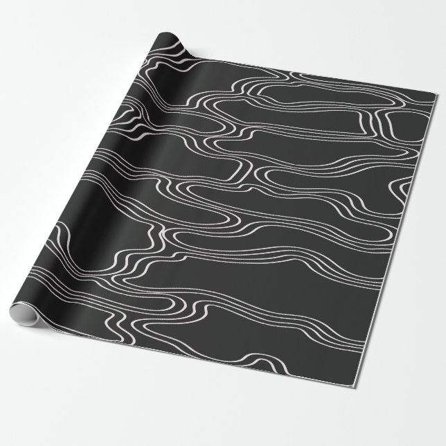 WHITE LINES SHAPRES PATTERN WRAPPING PAPER (Unrolled)