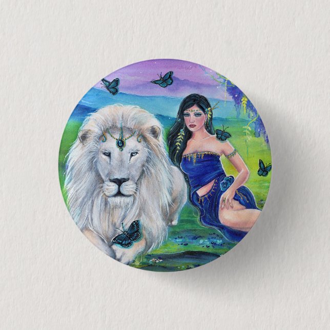 White lion and princess by Renee Lavoie 3 Cm Round Badge (Front)